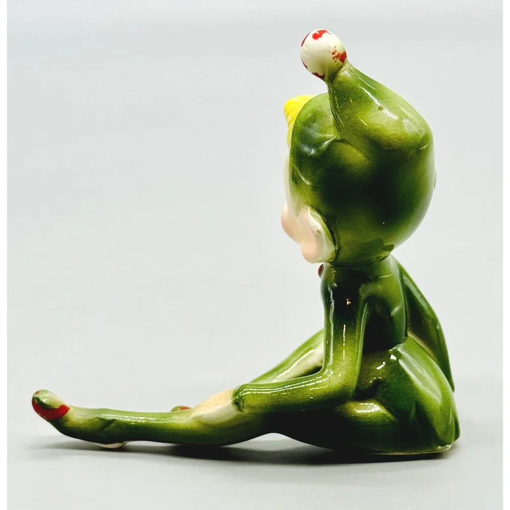 Tumbling Pixie Elf Figurine Sitting Japan Vintage 1950s Christmas Decor Ceramic